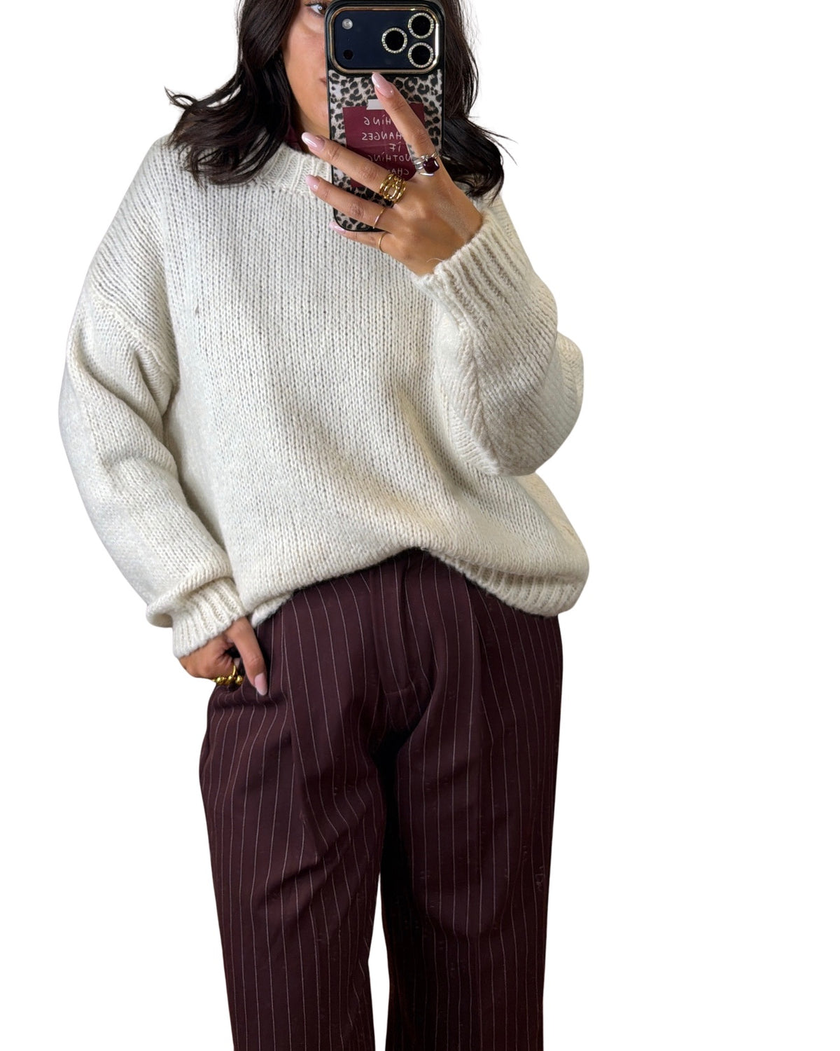 Pantalone gessato bordeaux