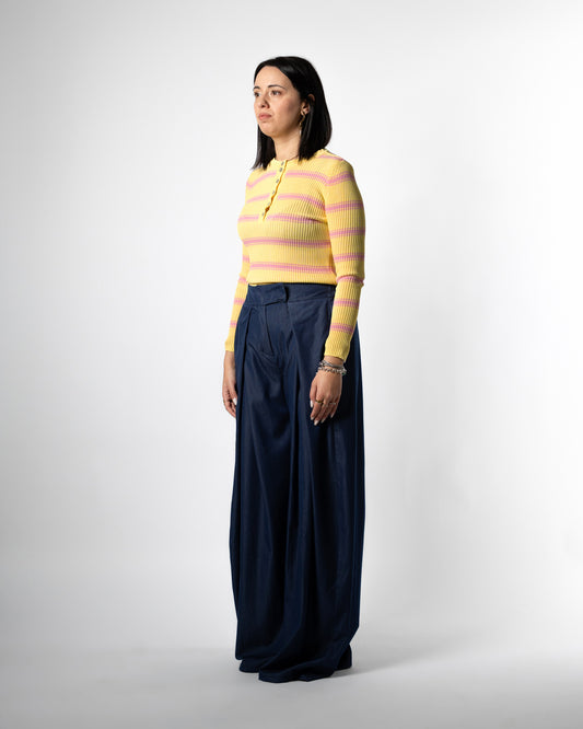 Maglia righe giallo/rosa