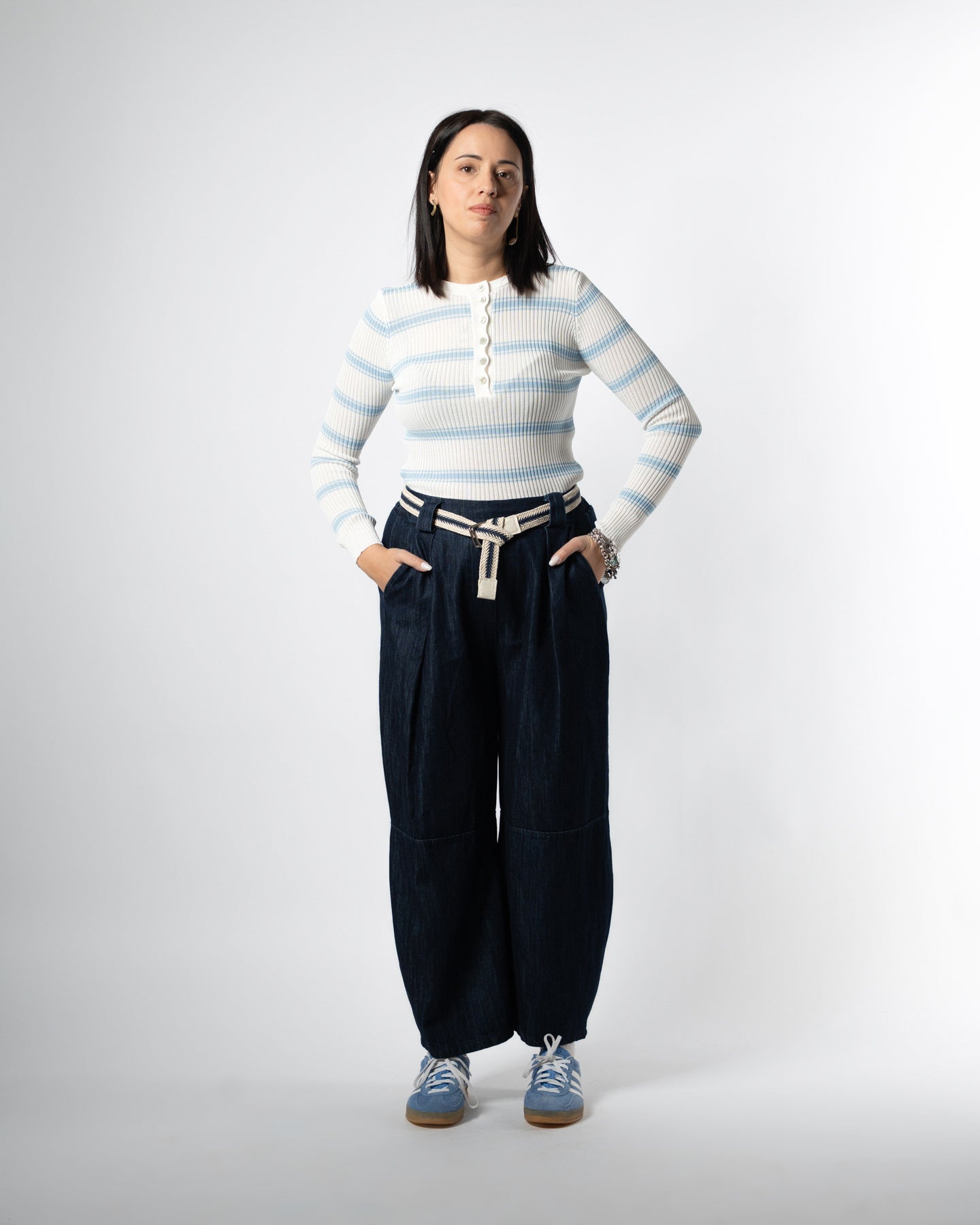 Maglia righe bianco/celeste