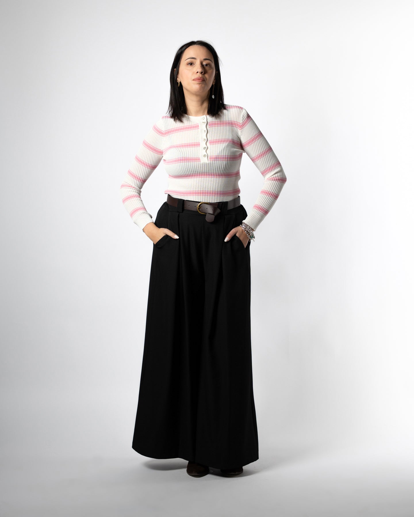 Maglia righe bianco/rosa