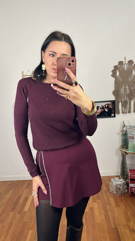 Maglia lurex burgundy scuro