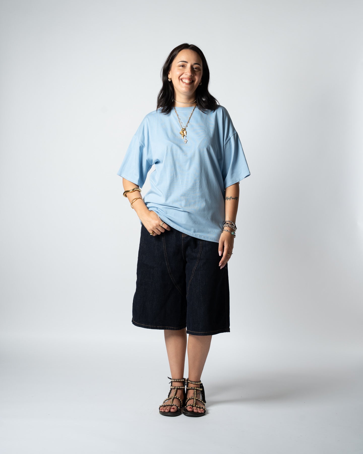 T-shirt cuore celeste