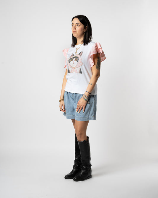 T-shirt rosa gatto