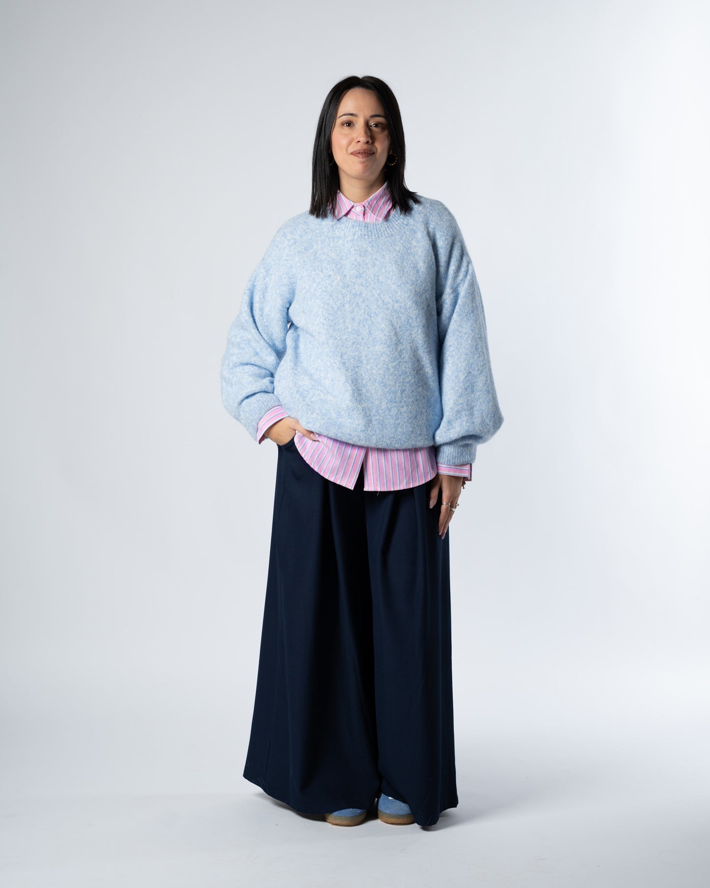 Maglione azzurro melange