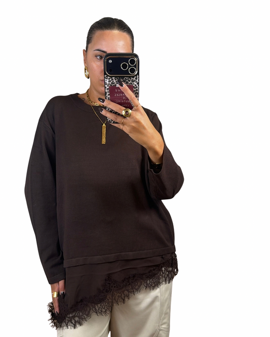 Maglia pizzo cioccolato