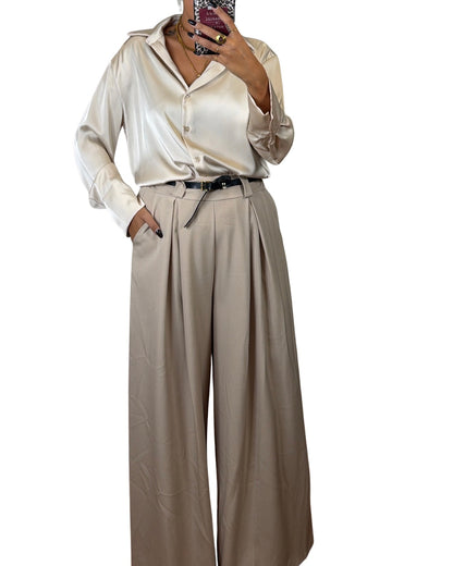 Pantalone palazzo beige