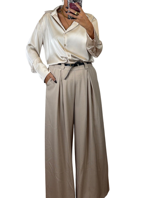 Pantalone palazzo beige
