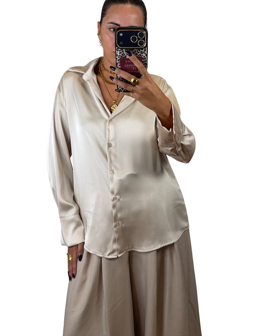 Camicia satin beige