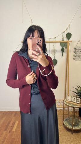 Cardigan gioiello bordeaux