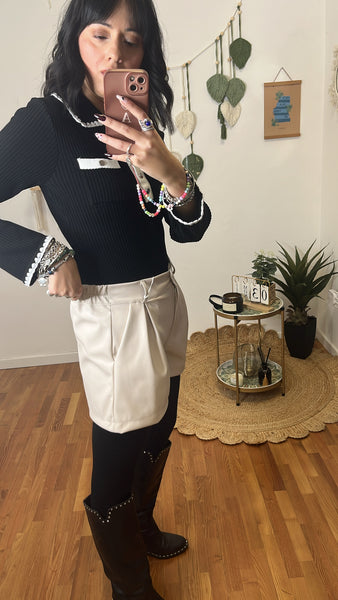 Shorts ecopelle panna