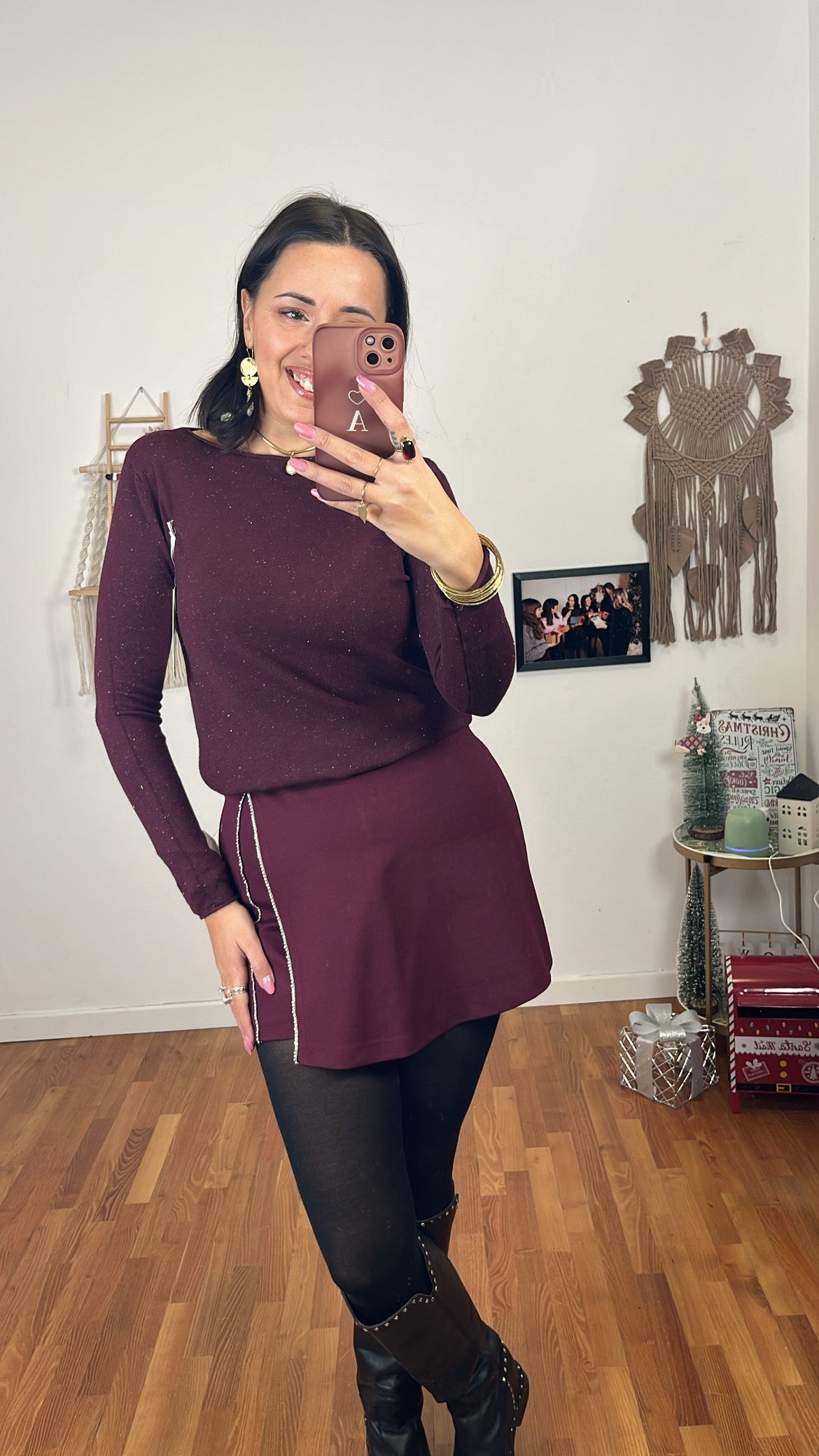 Maglia lurex burgundy scuro