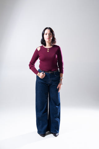 Maglia cut out burgundy