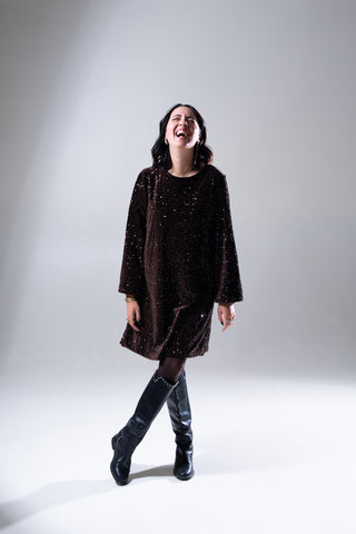 Abito pailettes cioccolato