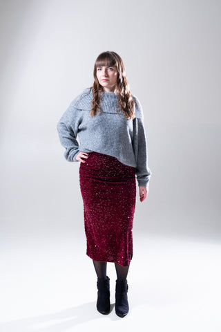 Gonna pailettes bordeaux