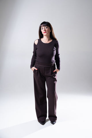 Maglia cut out caffè