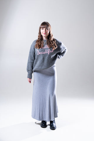 Maglione “Hello beautiful” Grigio