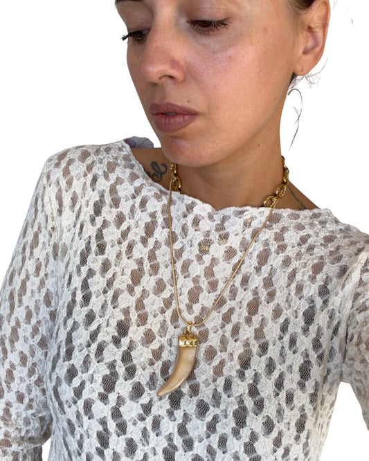 Collana corno beige