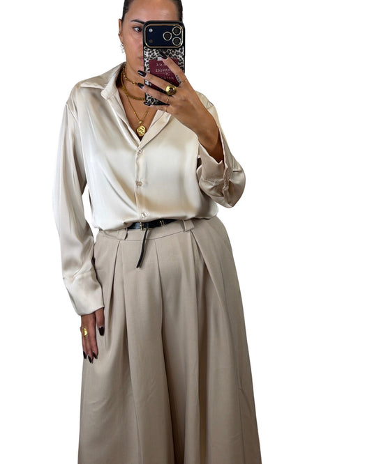 Camicia satin beige
