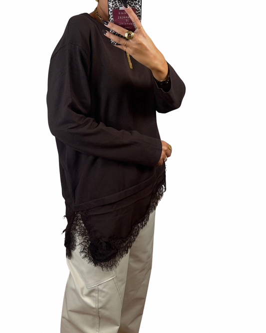 Maglia pizzo cioccolato
