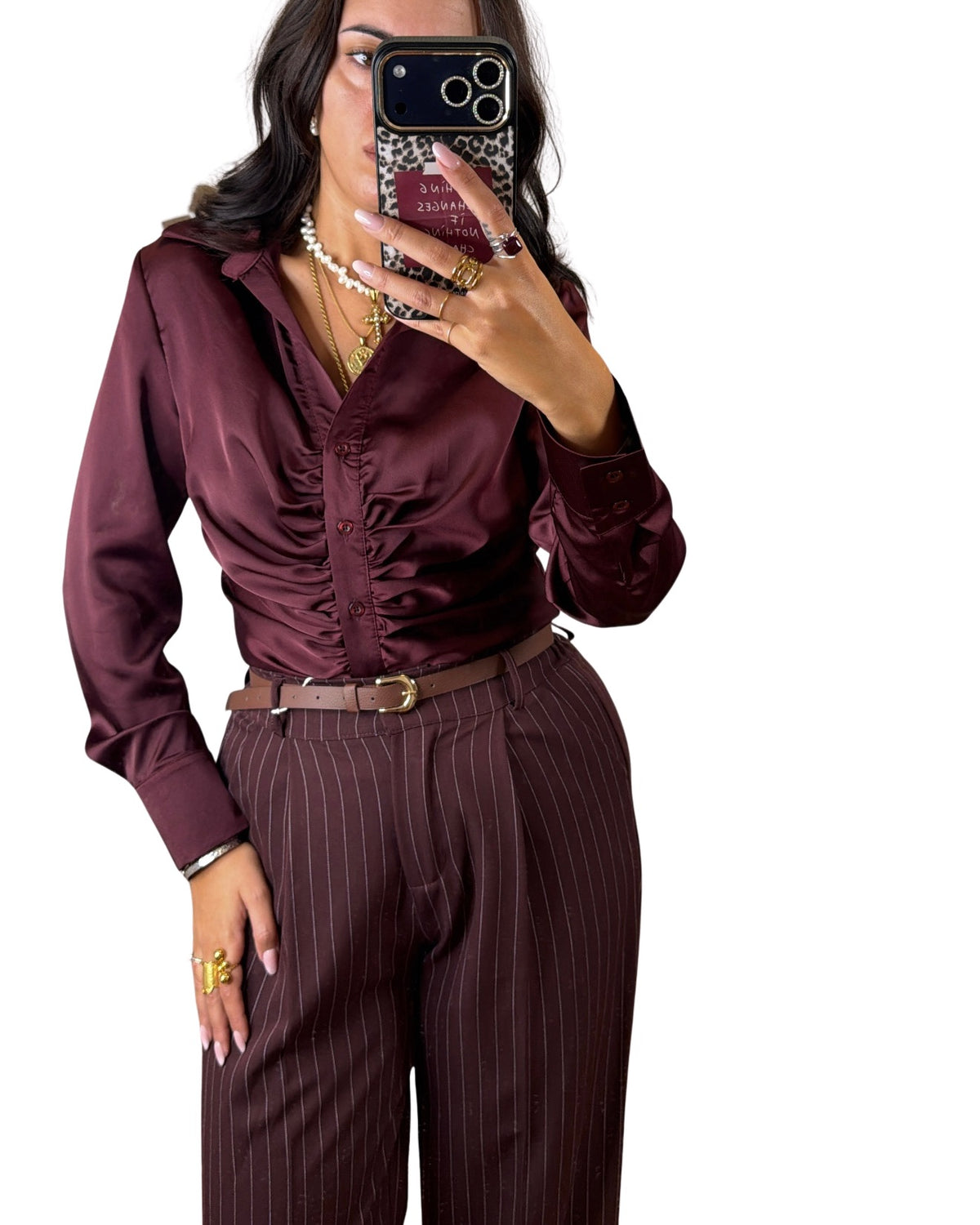 Pantalone gessato bordeaux
