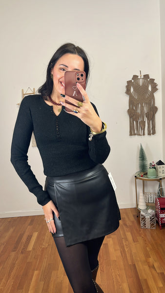 Maglia serafino lurex nero