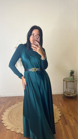 Abito slip dress verde bosco