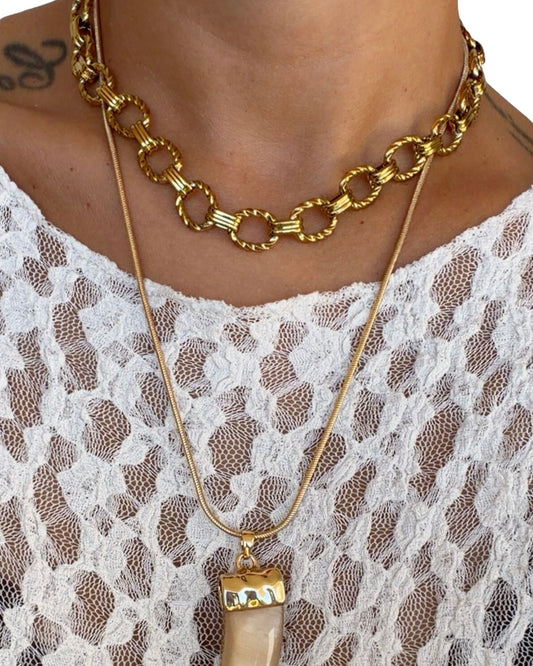 Collana corno beige