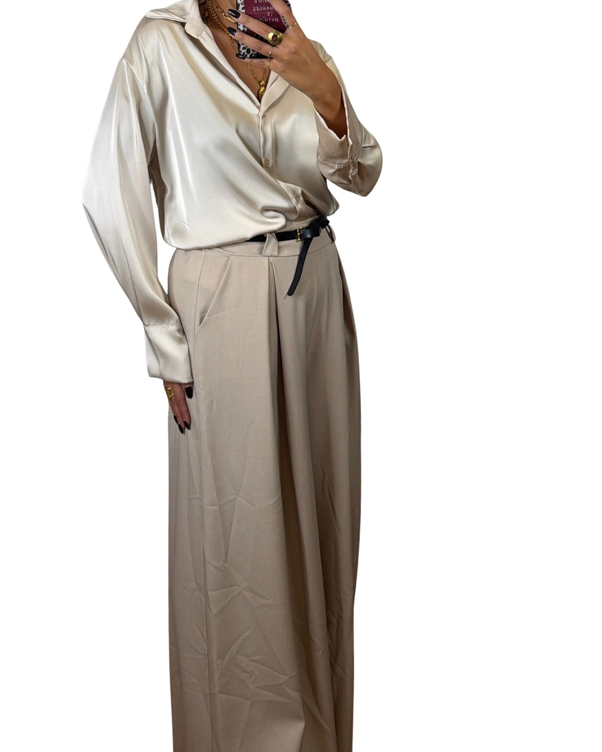 Pantalone palazzo beige