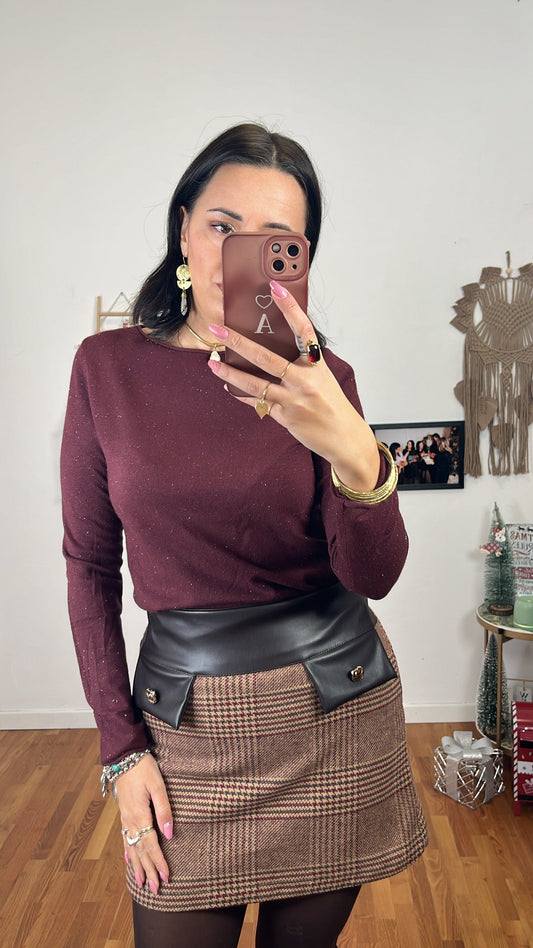 Maglia lurex burgundy chiaro