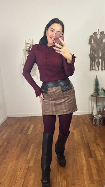 Polo costine con rouge burgundy