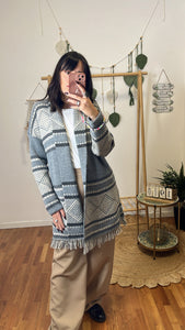 Maxi cardigan azteco grigio