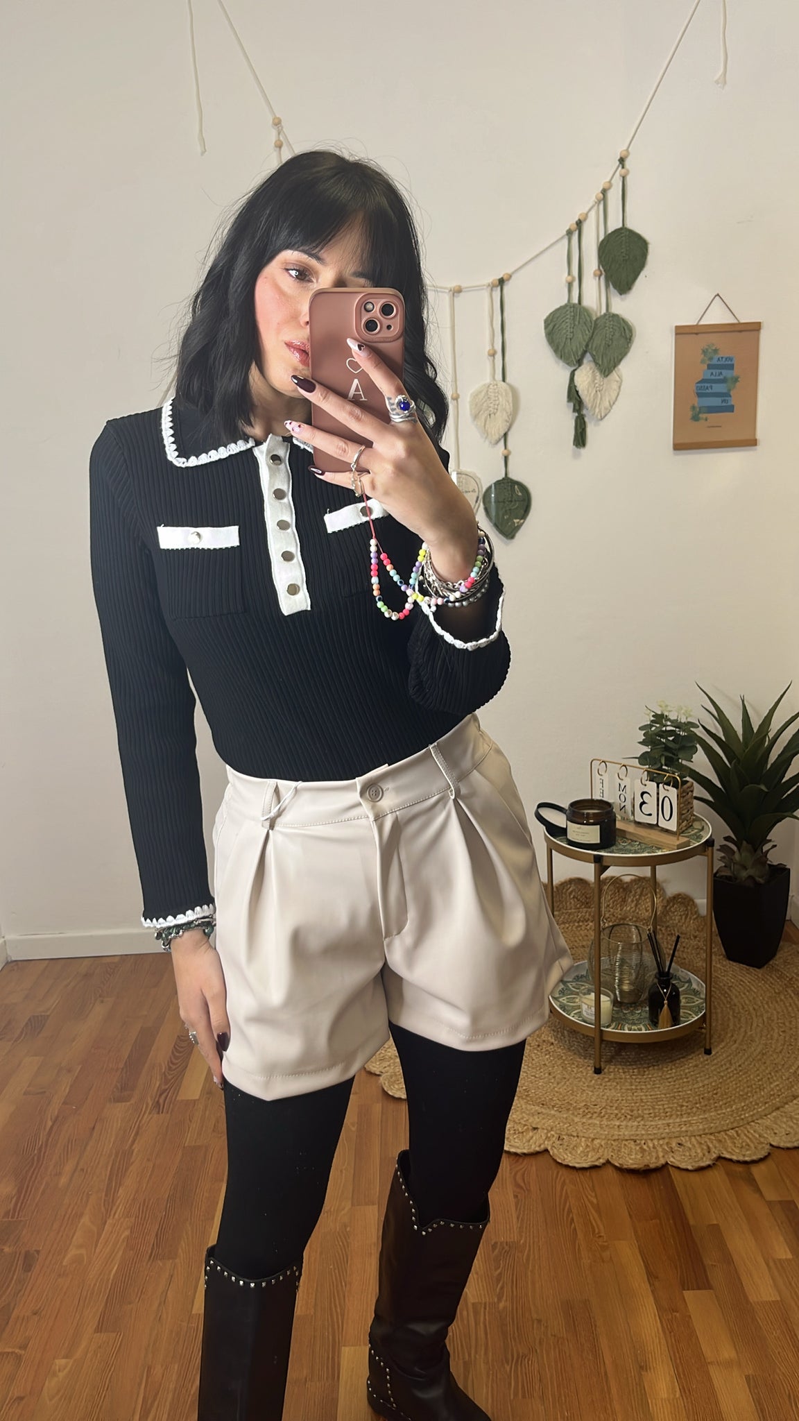 Shorts ecopelle panna