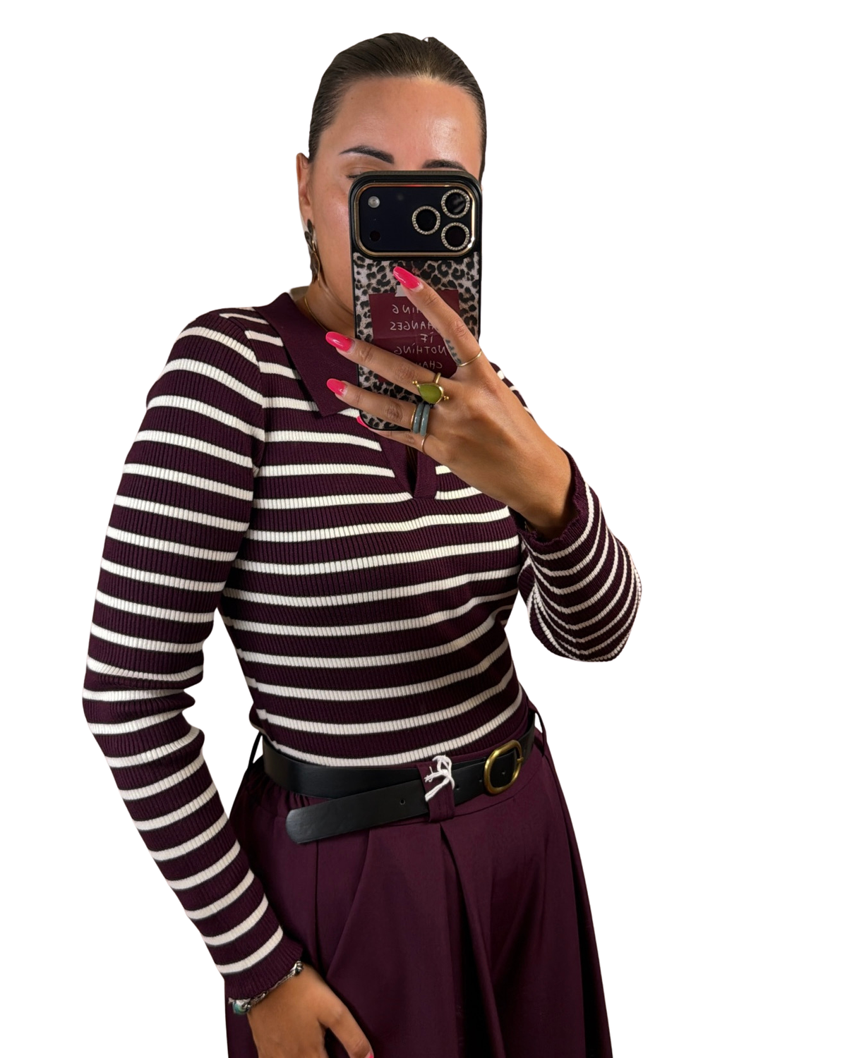 Polo righe prugna
