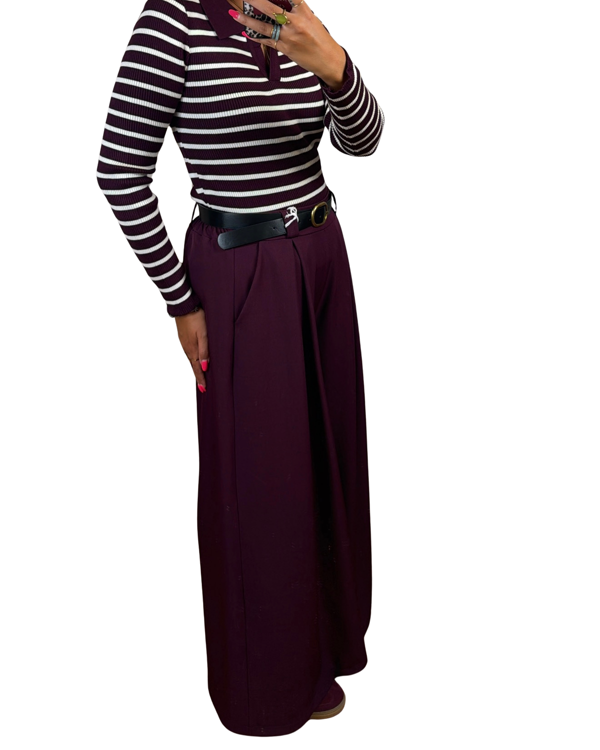 Pantalone palazzo prugna
