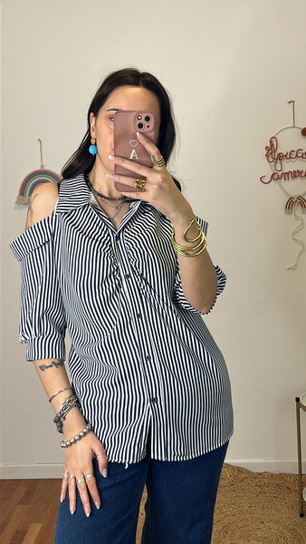 Camicia Virginia bianca e blu