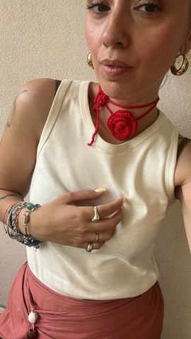 Chocker rosa rosso