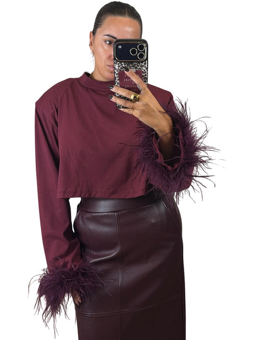T-shirt piume burgundy