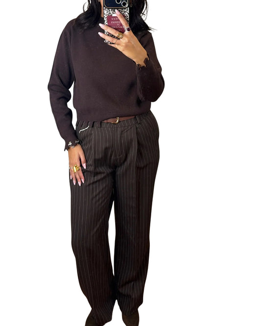 Pantalone gessato cioccolato