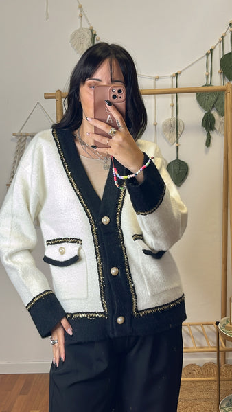 Cardigan Ines bianco e nero