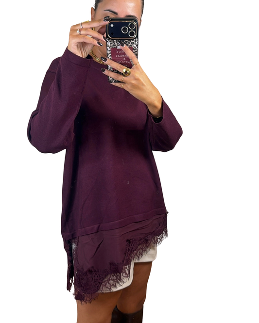 Maglia pizzo prugna