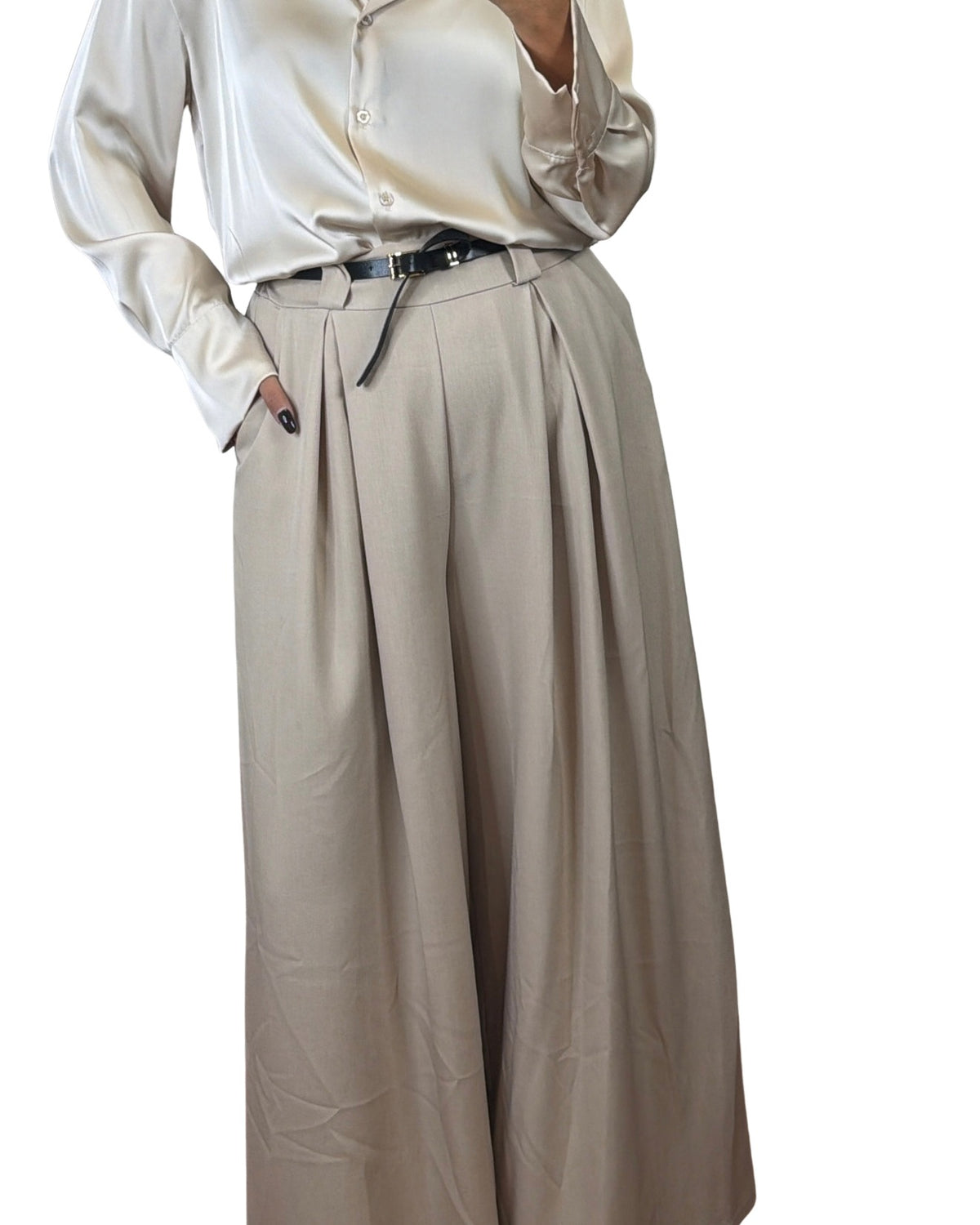 Pantalone palazzo beige