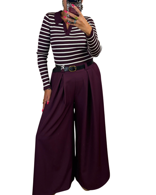 Pantalone palazzo prugna