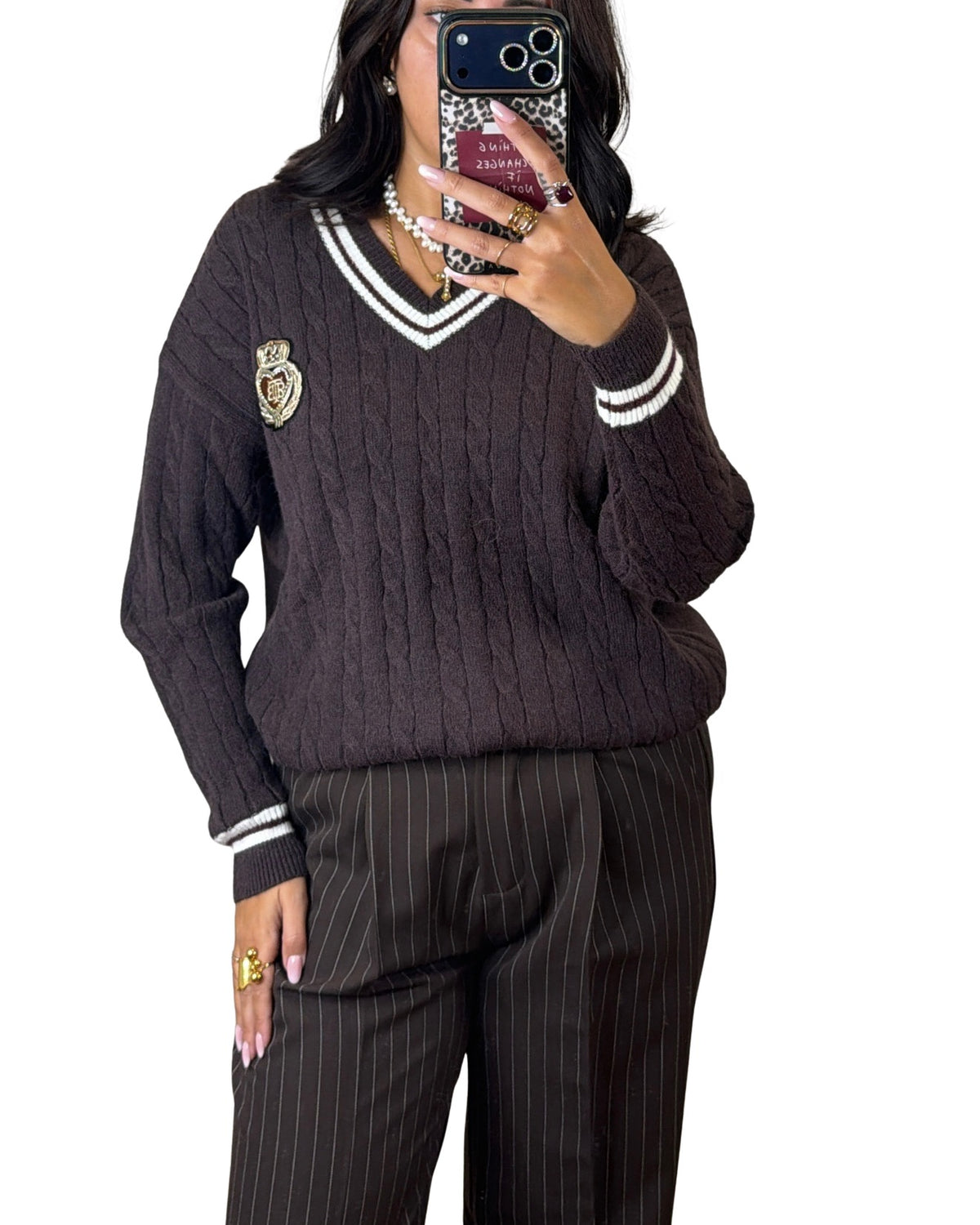 Maglione college cioccolato
