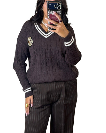 Maglione college cioccolato