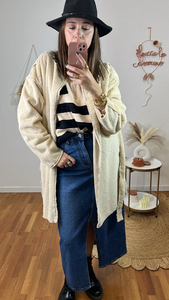 Cardigan pelliccia beige