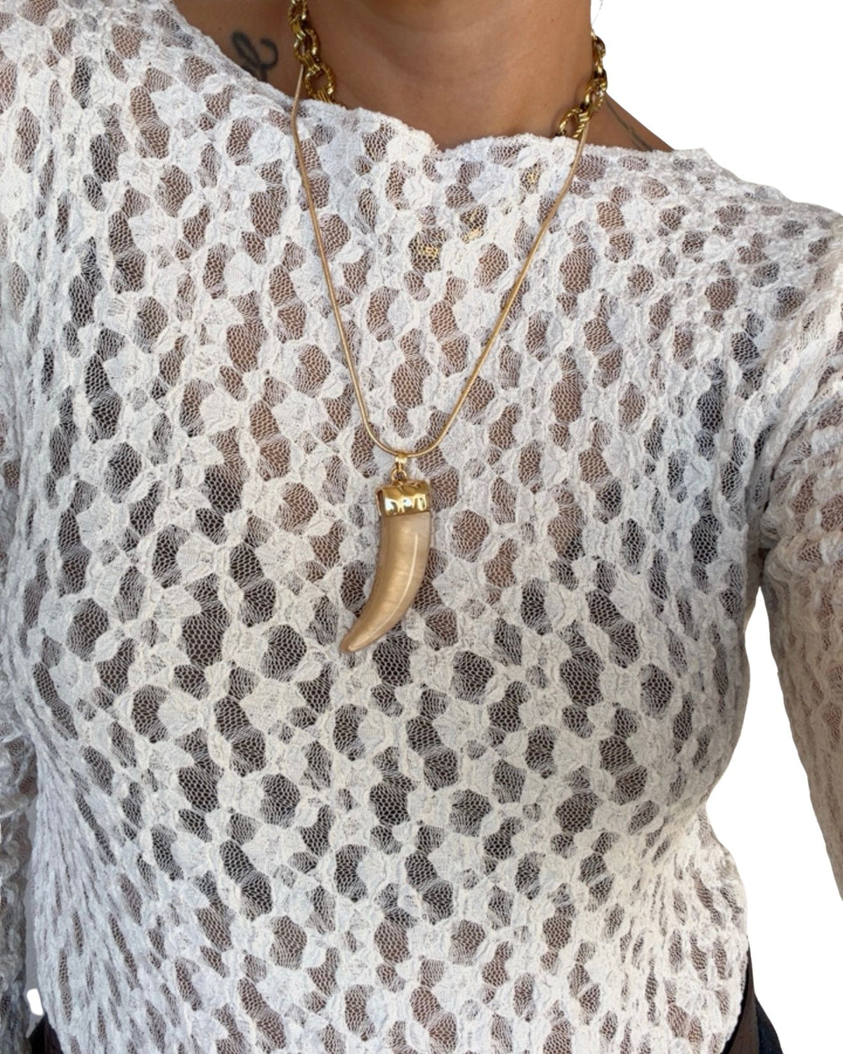 Collana corno beige