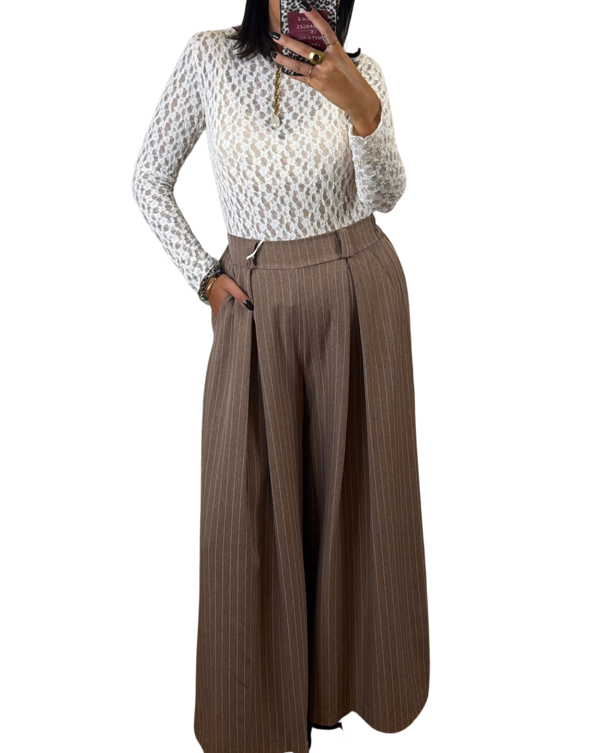 Pantalone palazzo gessato