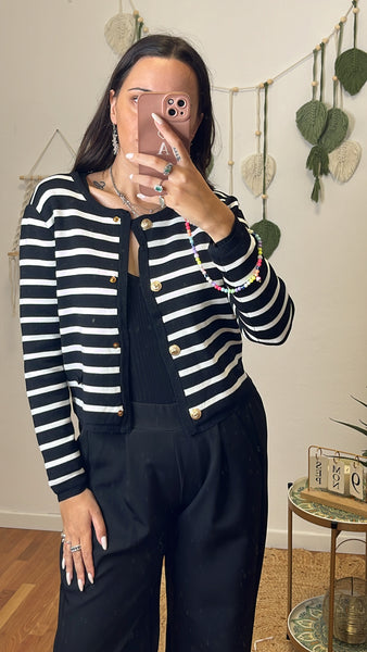 Cardigan Grace nero e bianco