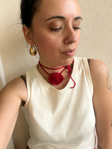 Chocker rosa rosso