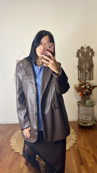 Blazer ecopelle cioccolato